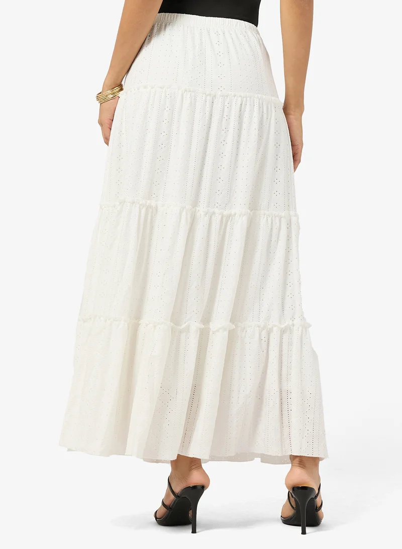 جينجر Openwork Tiered A Line Skirt